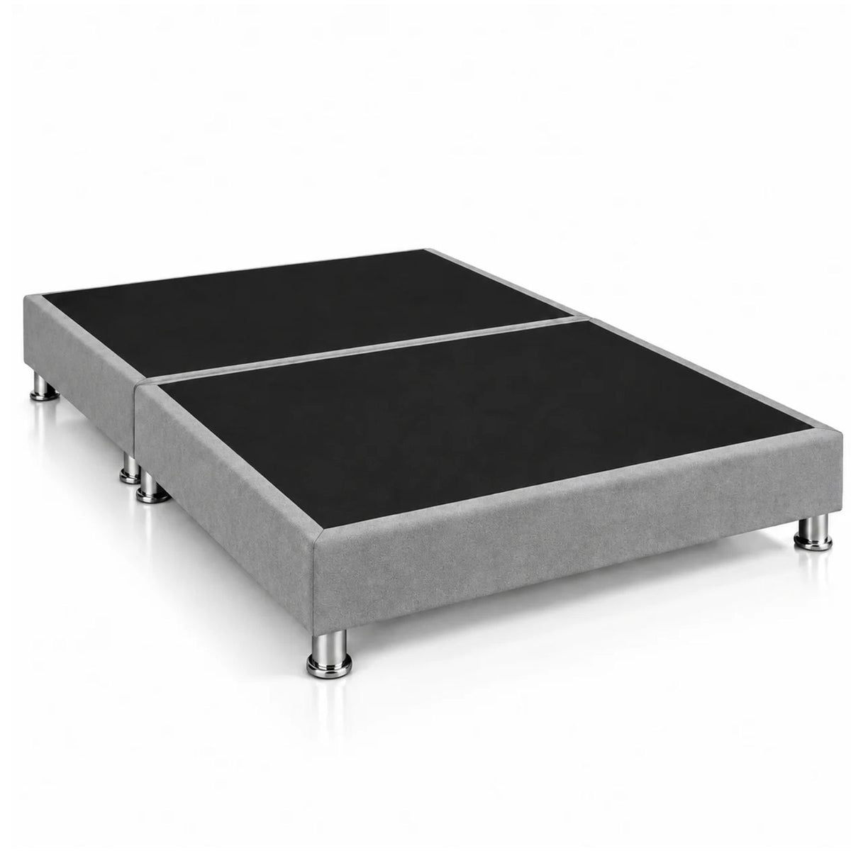 Base Cama Dividida Sommier Microfibra Gris 120x190cm para Colchón Semidoble sin Cabecero y con Patas