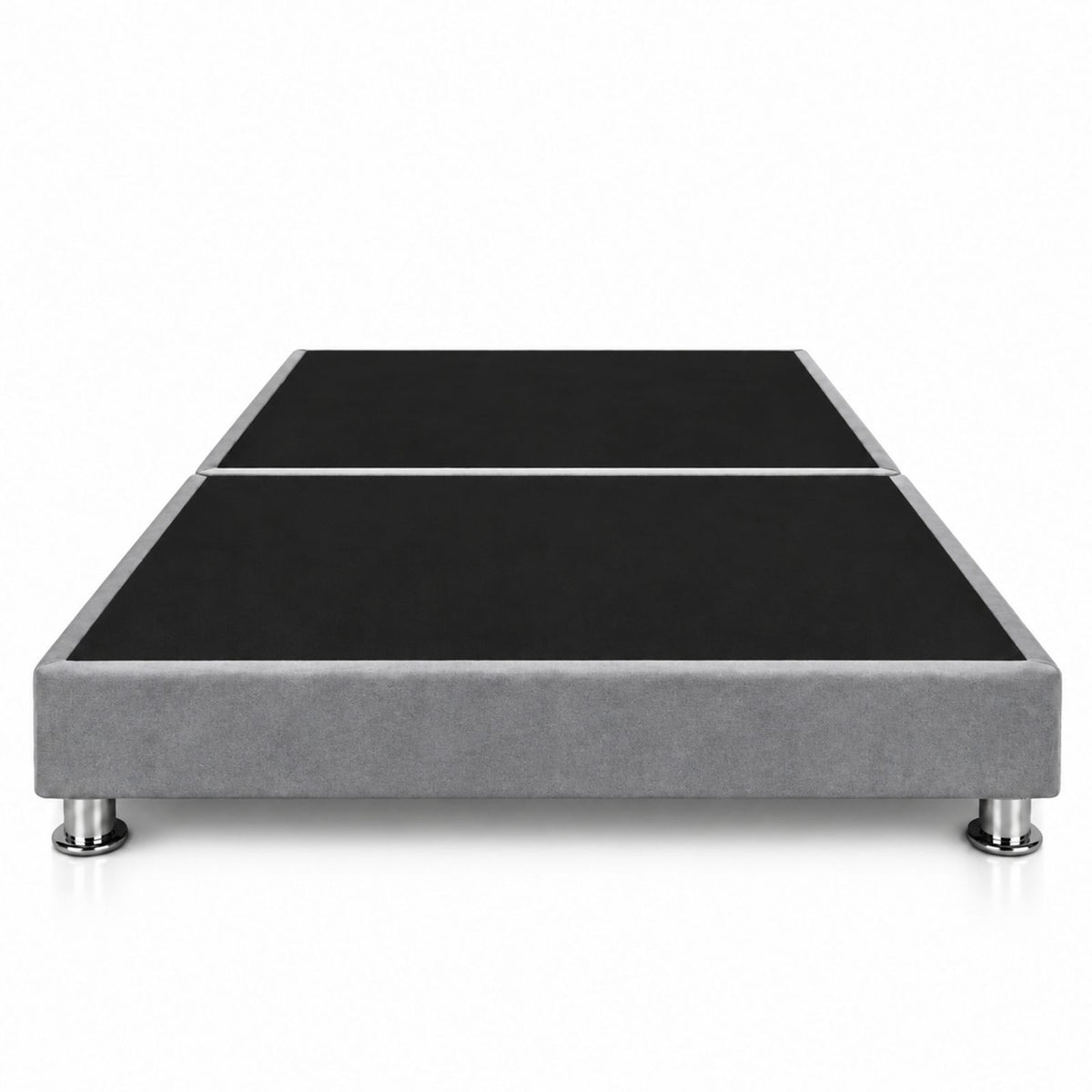 Base Cama Dividida Sommier Microfibra Gris 120x190cm para Colchón Semidoble sin Cabecero y con Patas