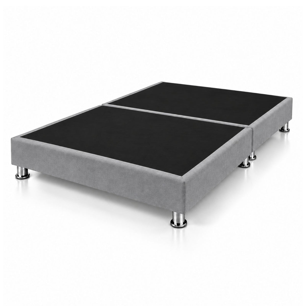 Base Cama Dividida Sommier Microfibra Gris 120x190cm para Colchón Semidoble sin Cabecero y con Patas