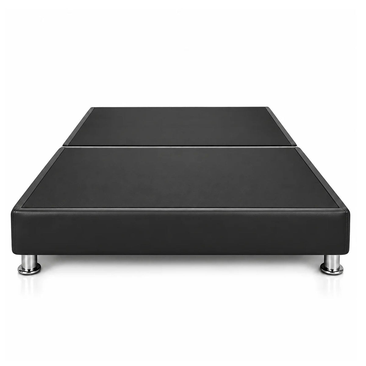 Base Cama Dividida Sommier Ecocuero Negro 120x190cm para Colchón Semidoble sin Cabecero y con Patas