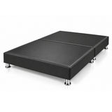 Base Cama Dividida Sommier Ecocuero Negro 120x190cm para Colchón Semidoble sin Cabecero y con Patas