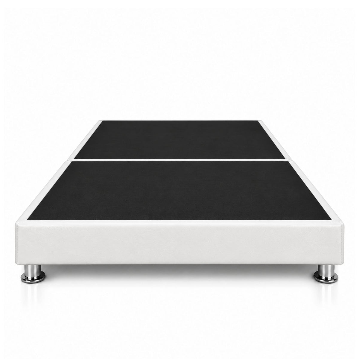 Base Cama Dividida Sommier Ecocuero Blanco 120x190cm para Colchón Semidoble sin Cabecero y con Patas
