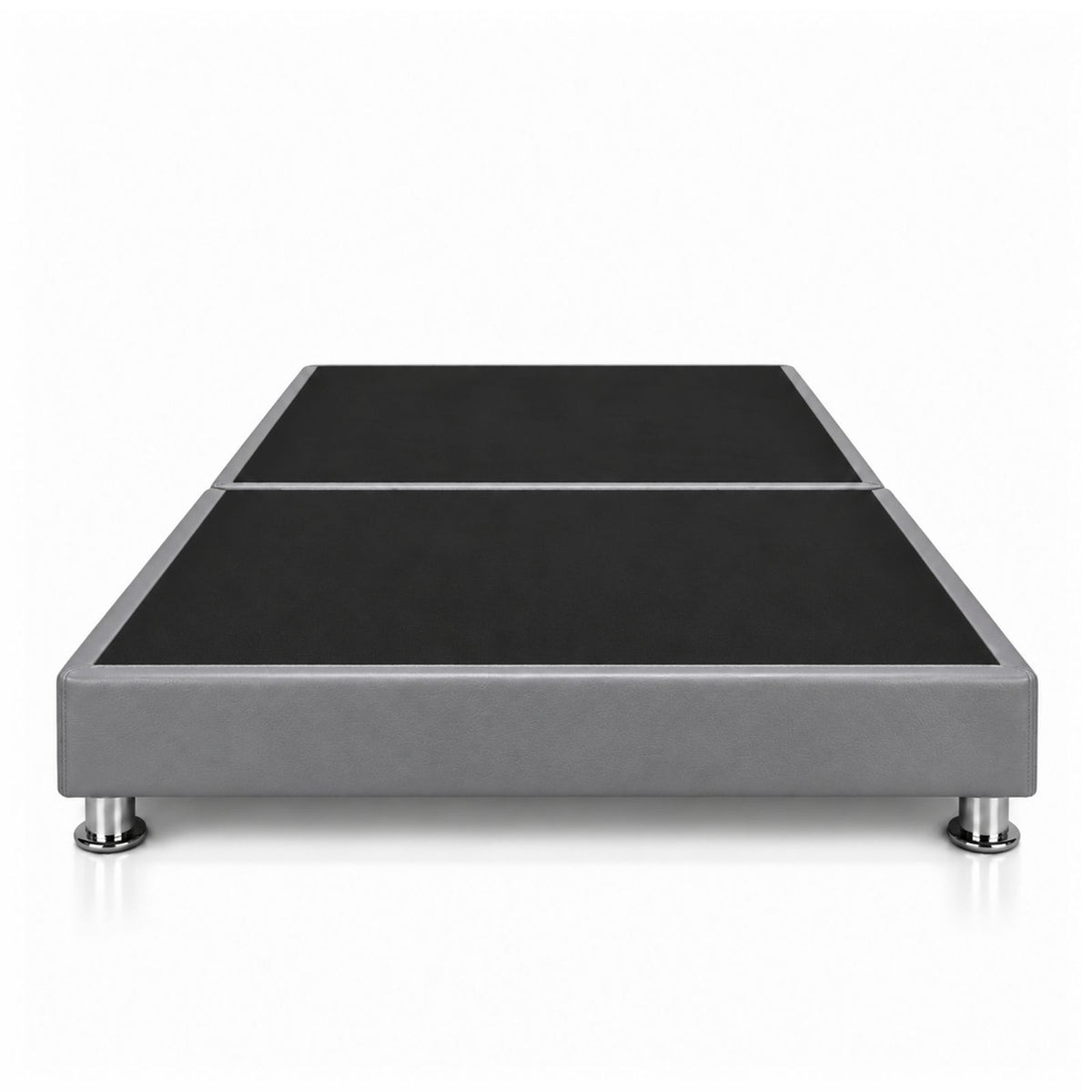 Base Cama Dividida Sommier Ecocuero Gris 120x190cm para Colchón Semidoble sin Cabecero y con Patas