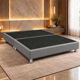 Base Cama Dividida Sommier Ecocuero Gris 120x190cm para Colchón Semidoble sin Cabecero y con Patas