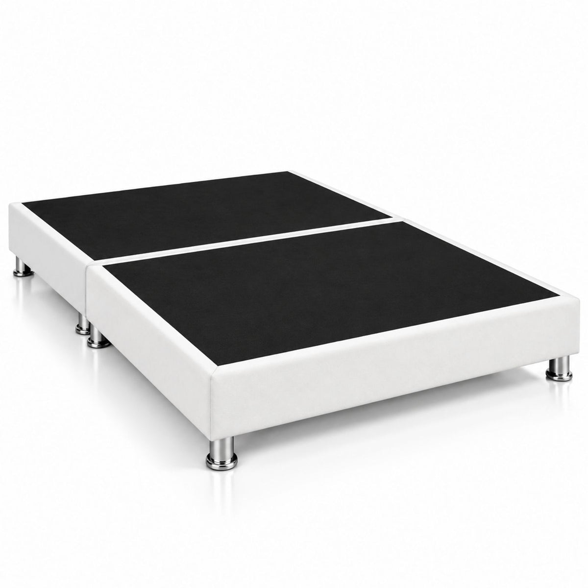 Base Cama Dividida Sommier Microfibra Blanco 140x190cm para Colchón Doble sin Cabecero y con Patas