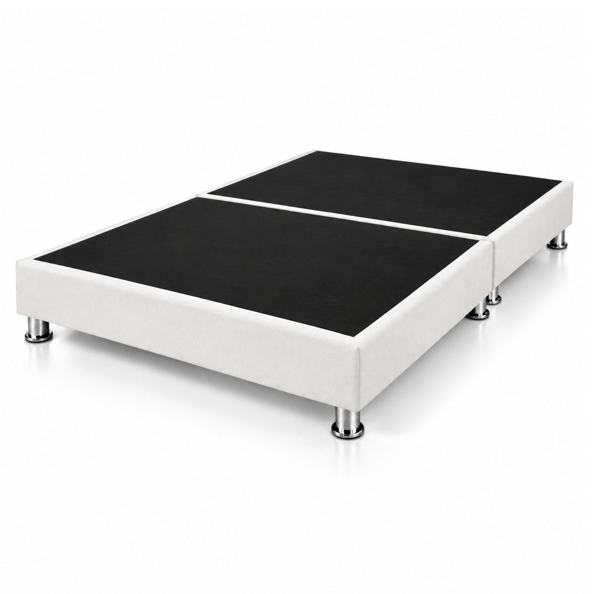 Base Cama Dividida Sommier Microfibra Blanco 140x190cm para Colchón Doble sin Cabecero y con Patas