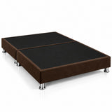 Base Cama Dividida Sommier Microfibra Café 140x190cm para Colchón Doble sin Cabecero y con Patas