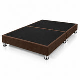 Base Cama Dividida Sommier Microfibra Café 140x190cm para Colchón Doble sin Cabecero y con Patas