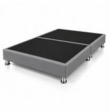 Base Cama Dividida Sommier Ecocuero Gris 140x190cm para Colchón Doble sin Cabecero y con Patas