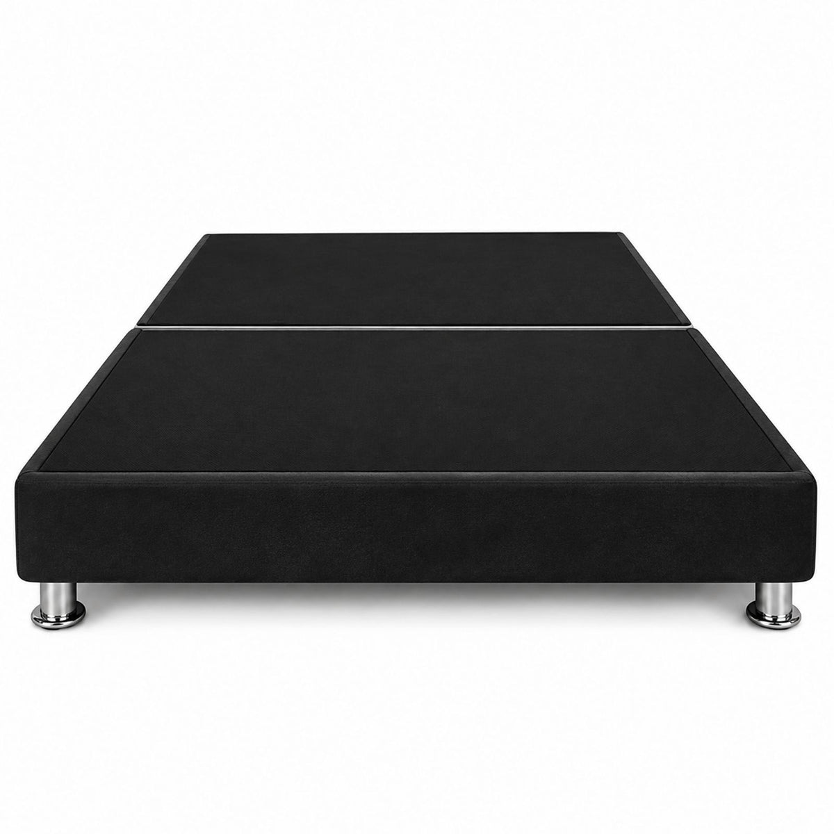 Base Cama Dividida Sommier Microfibra Negro 160x190cm para Colchón Queen sin Cabecero y con Patas