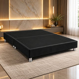 Base Cama Dividida Sommier Microfibra Negro 160x190cm para Colchón Queen sin Cabecero y con Patas