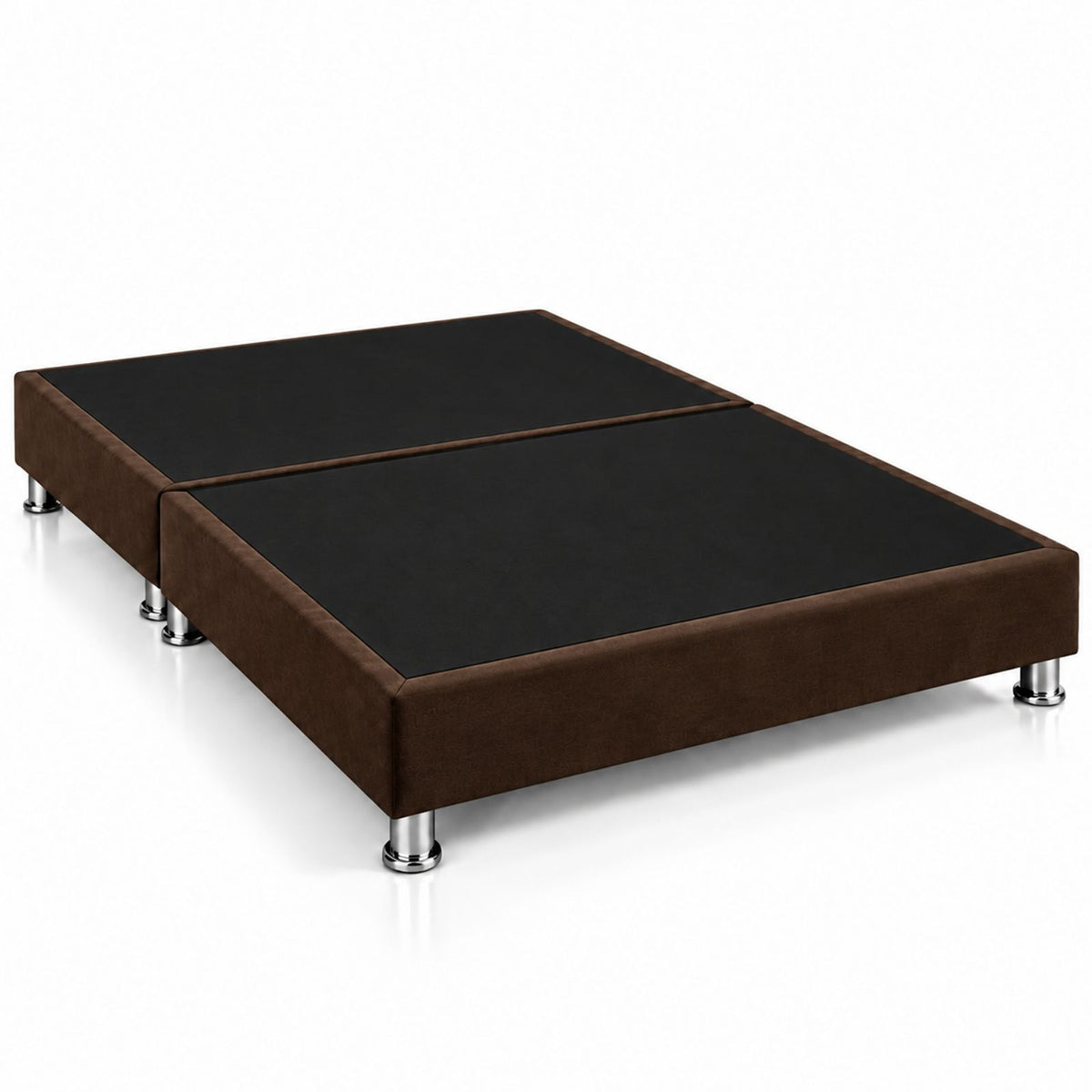 Base Cama Dividida Sommier Microfibra Café 160x190cm para Colchón Queen sin Cabecero y con Patas
