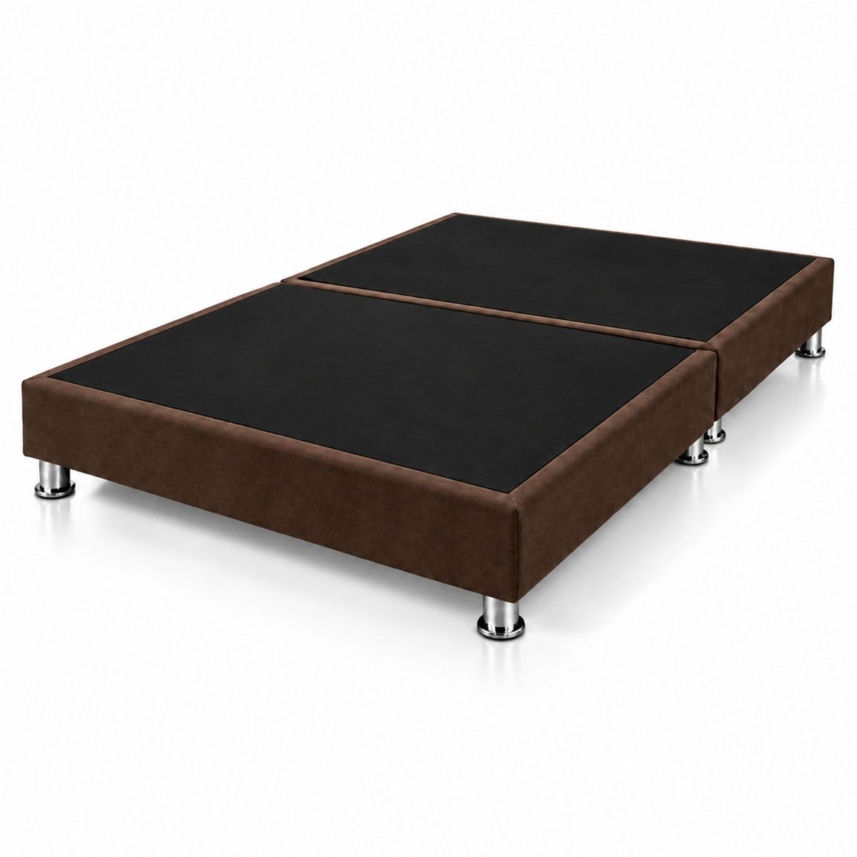 Base Cama Dividida Sommier Microfibra Café 160x190cm para Colchón Queen sin Cabecero y con Patas