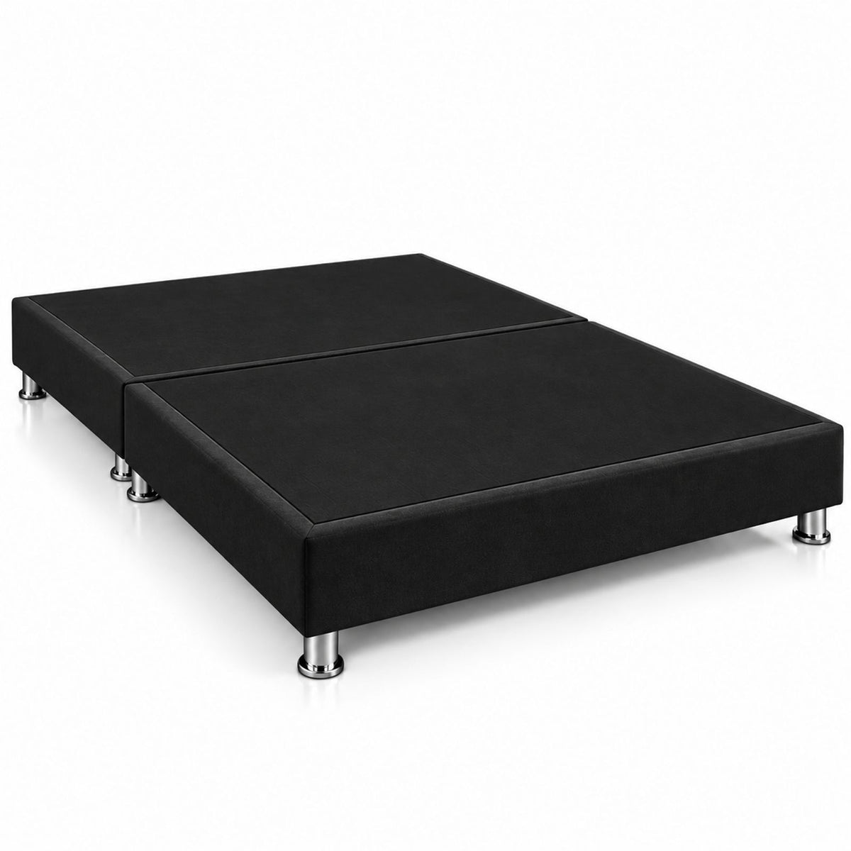 Base Cama Dividida Sommier Microfibra Negro 200x200cm para Colchón King sin Cabecero y con Patas