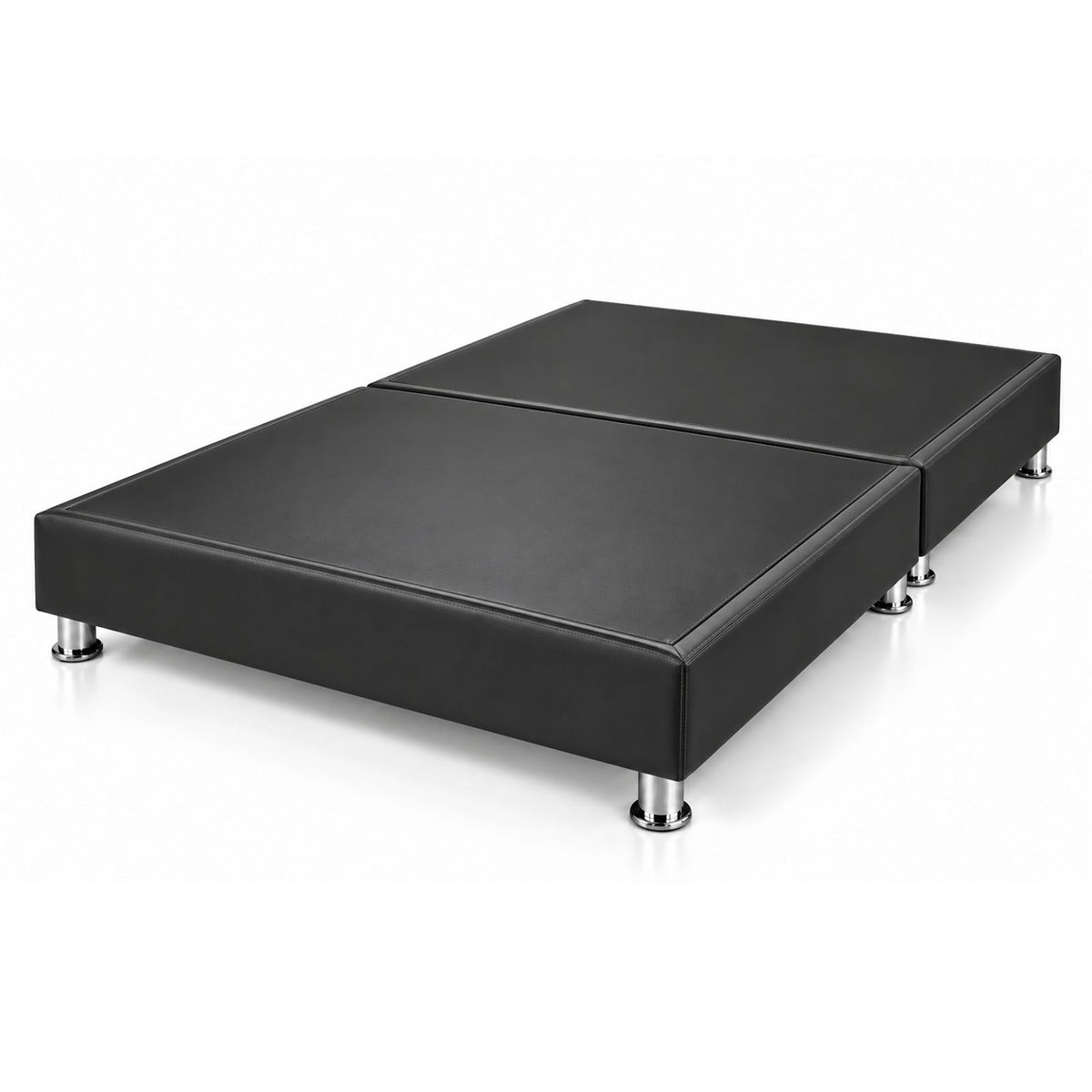 Base Cama Dividida Sommier Ecocuero Negro 200x200cm para Colchón King sin Cabecero y con Patas