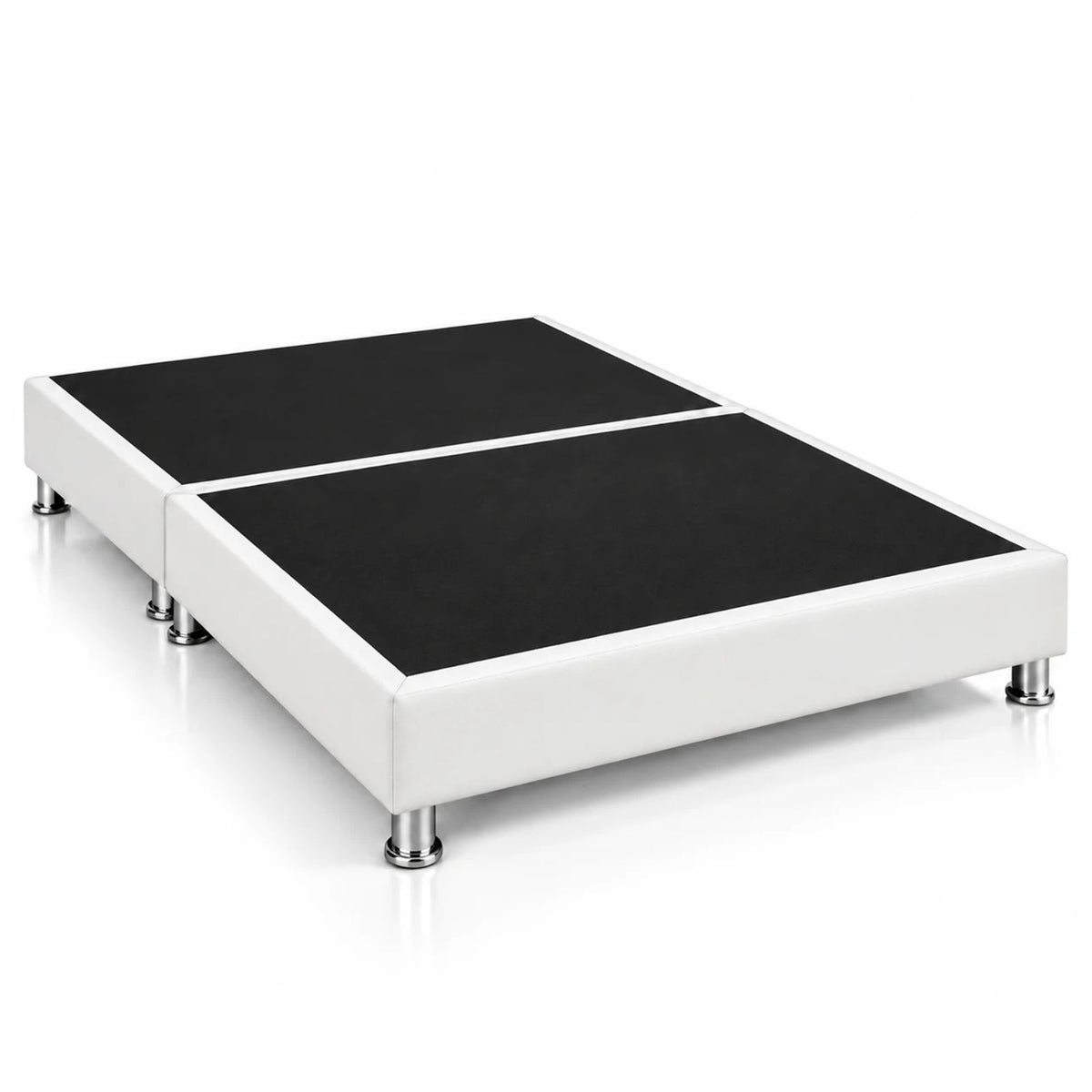 Base Cama Dividida Sommier Ecocuero Blanco 200x200cm para Colchón King sin Cabecero y con Patas