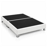 Base Cama Dividida Sommier Ecocuero Blanco 200x200cm para Colchón King sin Cabecero y con Patas