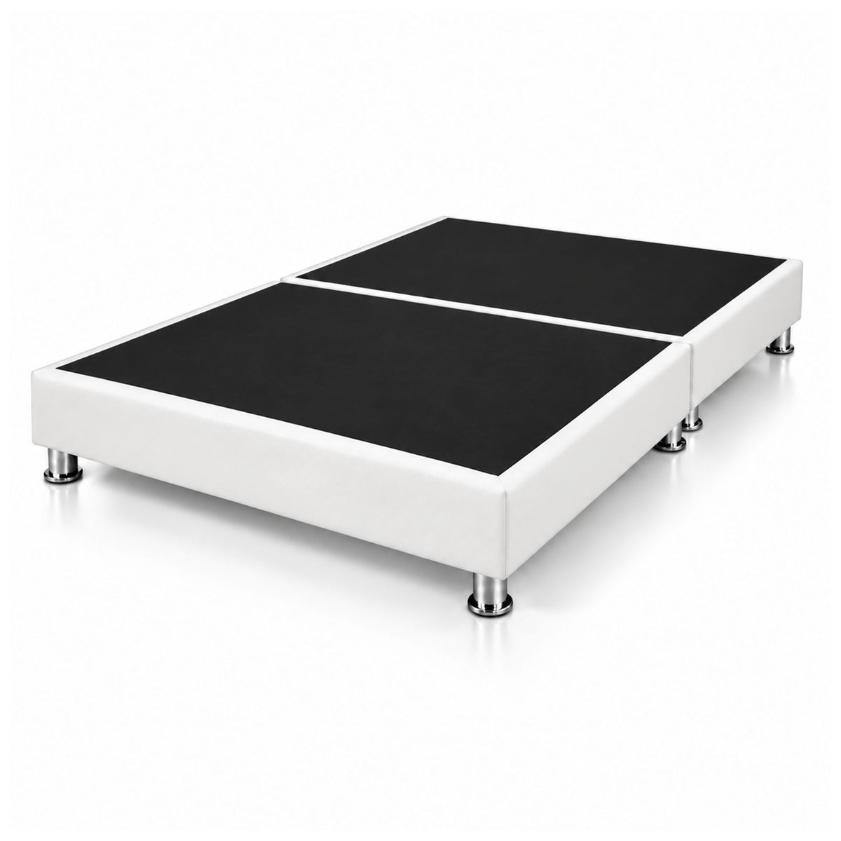 Base Cama Dividida Sommier Ecocuero Blanco 200x200cm para Colchón King sin Cabecero y con Patas