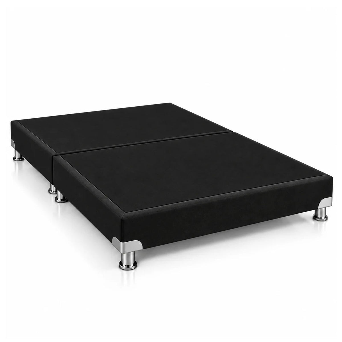 Base Cama Dividida Bostón Microfibra Negro 120x190cm para Colchón Semidoble sin Cabecero y con Patas