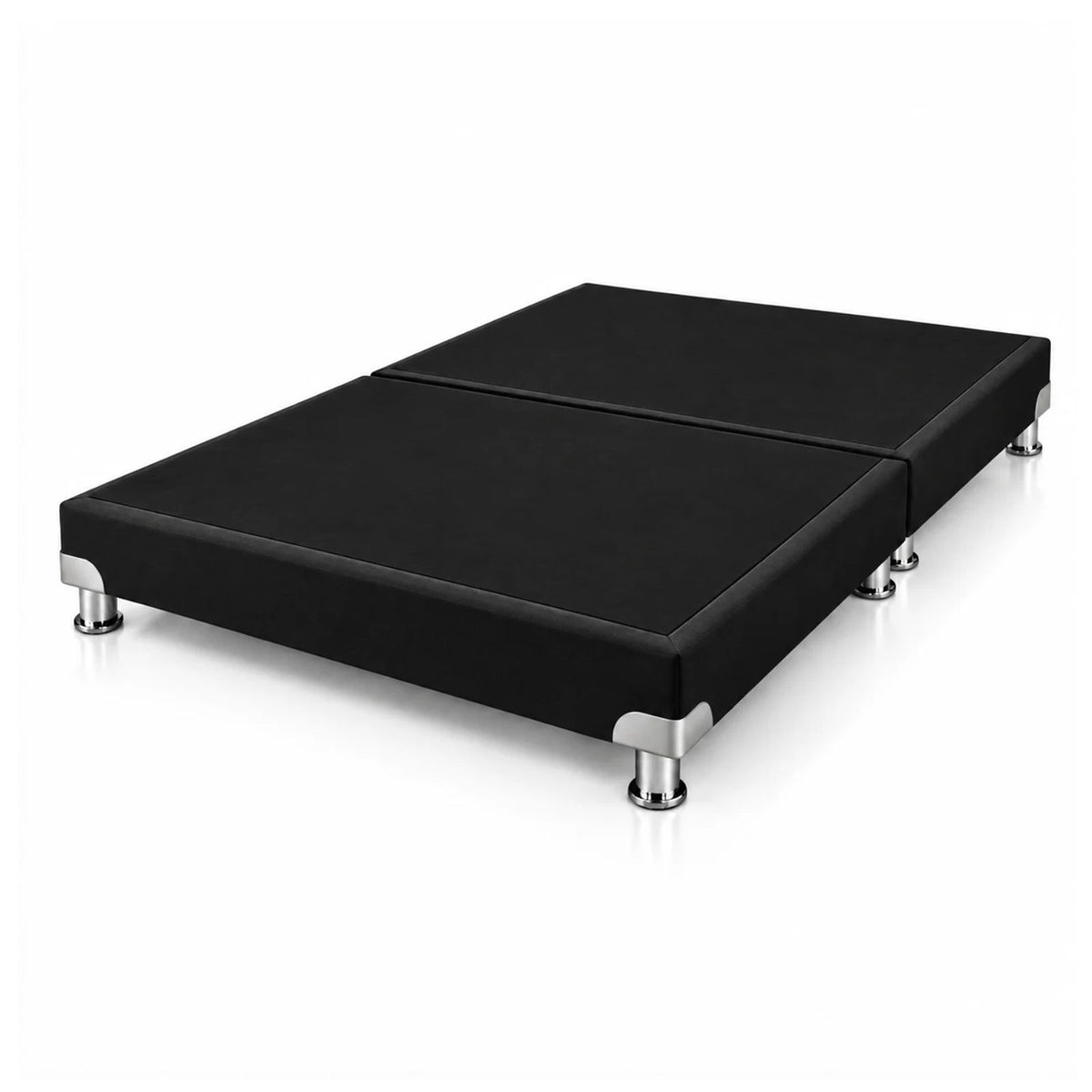 Base Cama Dividida Bostón Microfibra Negro 120x190cm para Colchón Semidoble sin Cabecero y con Patas