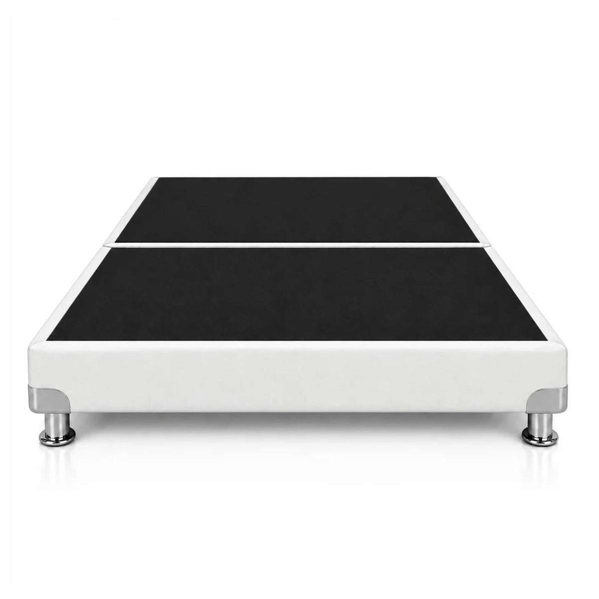 Base Cama Dividida Bostón Microfibra Blanco 120x190cm para Colchón Semidoble sin Cabecero y con Patas