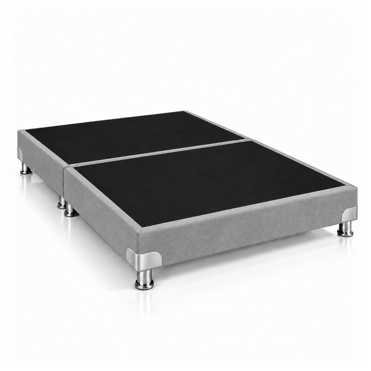 Base Cama Dividida Bostón Ecocuero Gris 120x190cm para Colchón Semidoble sin Cabecero y con Patas