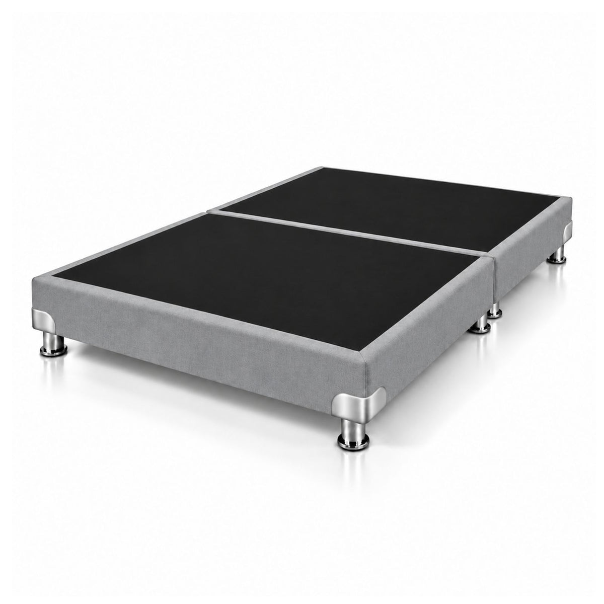 Base Cama Dividida Bostón Ecocuero Gris 140x190cm para Colchón Doble sin Cabecero y con Patas