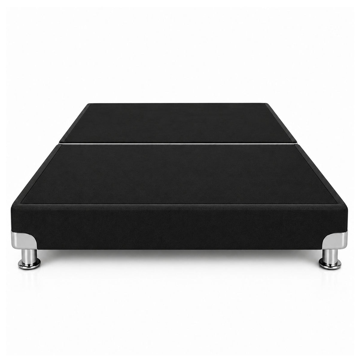 Base Cama Dividida Bostón Microfibra Negro 160x190cm para Colchón Queen sin Cabecero y con Patas