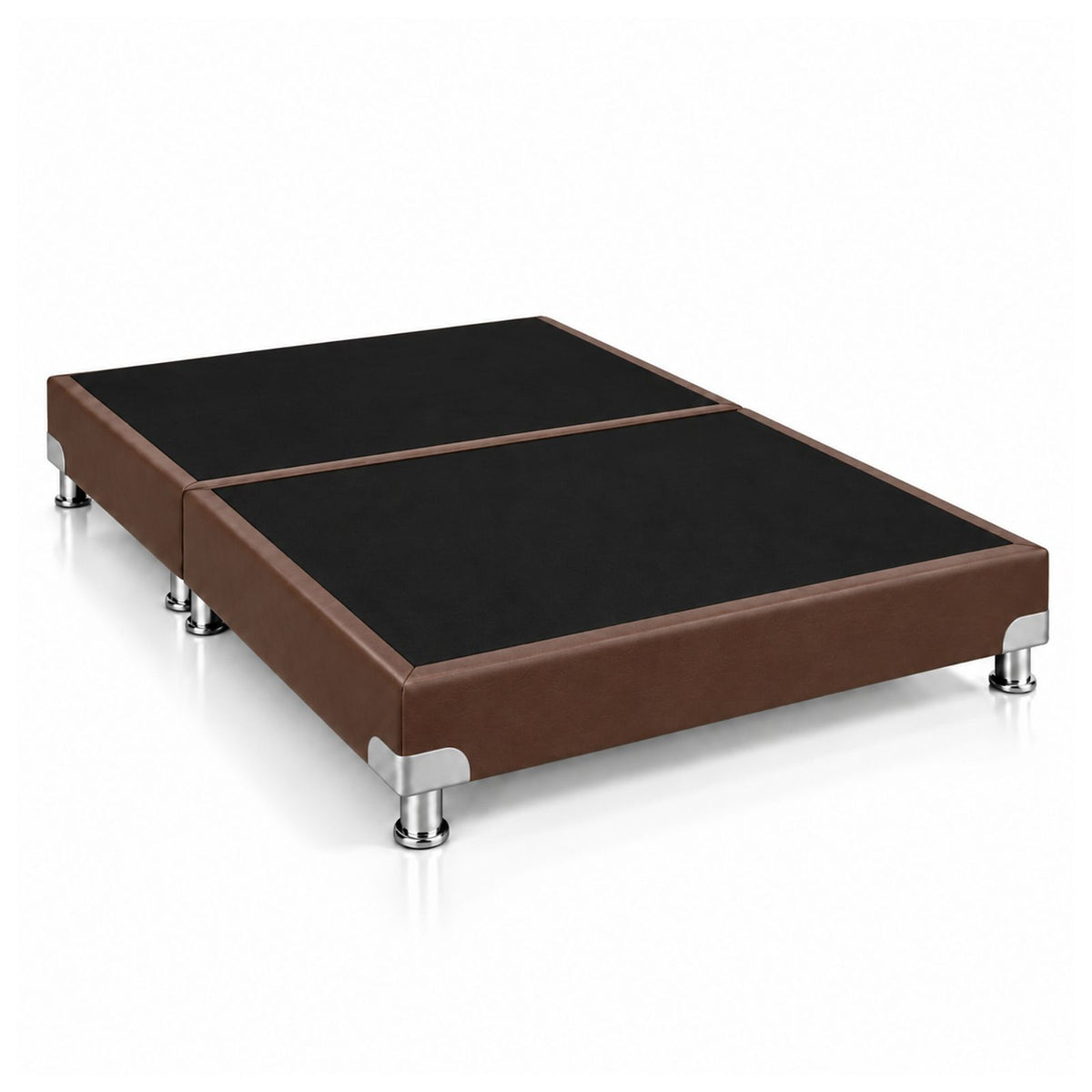 Base Cama Dividida Bostón Microfibra Café 160x190cm para Colchón Queen sin Cabecero y con Patas