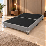 Base Cama Dividida Bostón Microfibra Gris 160x190cm para Colchón Queen sin Cabecero y con Patas