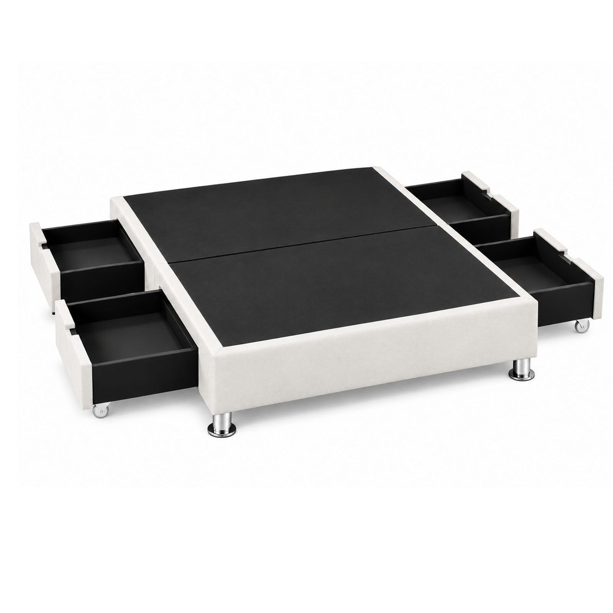 Base Cama Elegant Microfibra Blanco 120x190cm para Colchón Semidoble sin Cabecero y con Patas