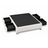 Base Cama Elegant Microfibra Blanco 120x190cm para Colchón Semidoble sin Cabecero y con Patas