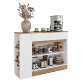 Barra de Cocina Lynton Fresno y Blanco 110x82.6cm con Tres Compartimientos