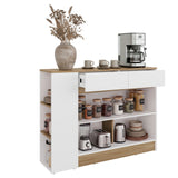Barra de Cocina Lynton Fresno y Blanco 110x82.6cm con Tres Compartimientos