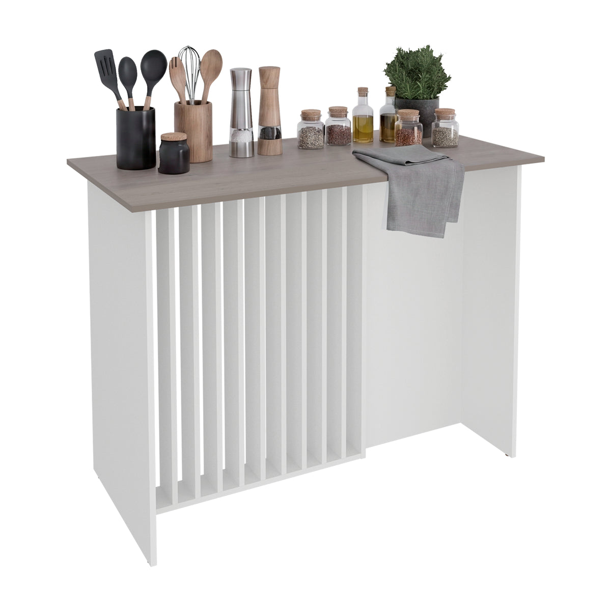 Barra de cocina blanca Cannolo en MDP 120x90 cm