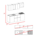 Cocina Amantia Fresno Europeo 212x208cm para Mesón Lado Izquierdo sin Mesón y sin Estufa con Ocho Puertas y con Espacio para Extractor