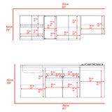 Cocina Amantia Fresno Europeo 212x208cm para Mesón Lado Izquierdo sin Mesón y sin Estufa con Ocho Puertas y con Espacio para Extractor