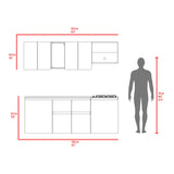 Cocina Amantia Fresno Europeo 212x208cm para Mesón Lado Izquierdo sin Mesón y sin Estufa con Ocho Puertas y con Espacio para Extractor