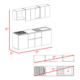 Cocina Amantia Fresno Europeo 212x208cm para Mesón Lado Derecho sin Mesón y sin Estufa con Ocho Puertas y con Espacio para Extractor