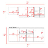 Cocina Amantia Fresno Europeo 212x208cm para Mesón Lado Derecho sin Mesón y sin Estufa con Ocho Puertas y con Espacio para Extractor
