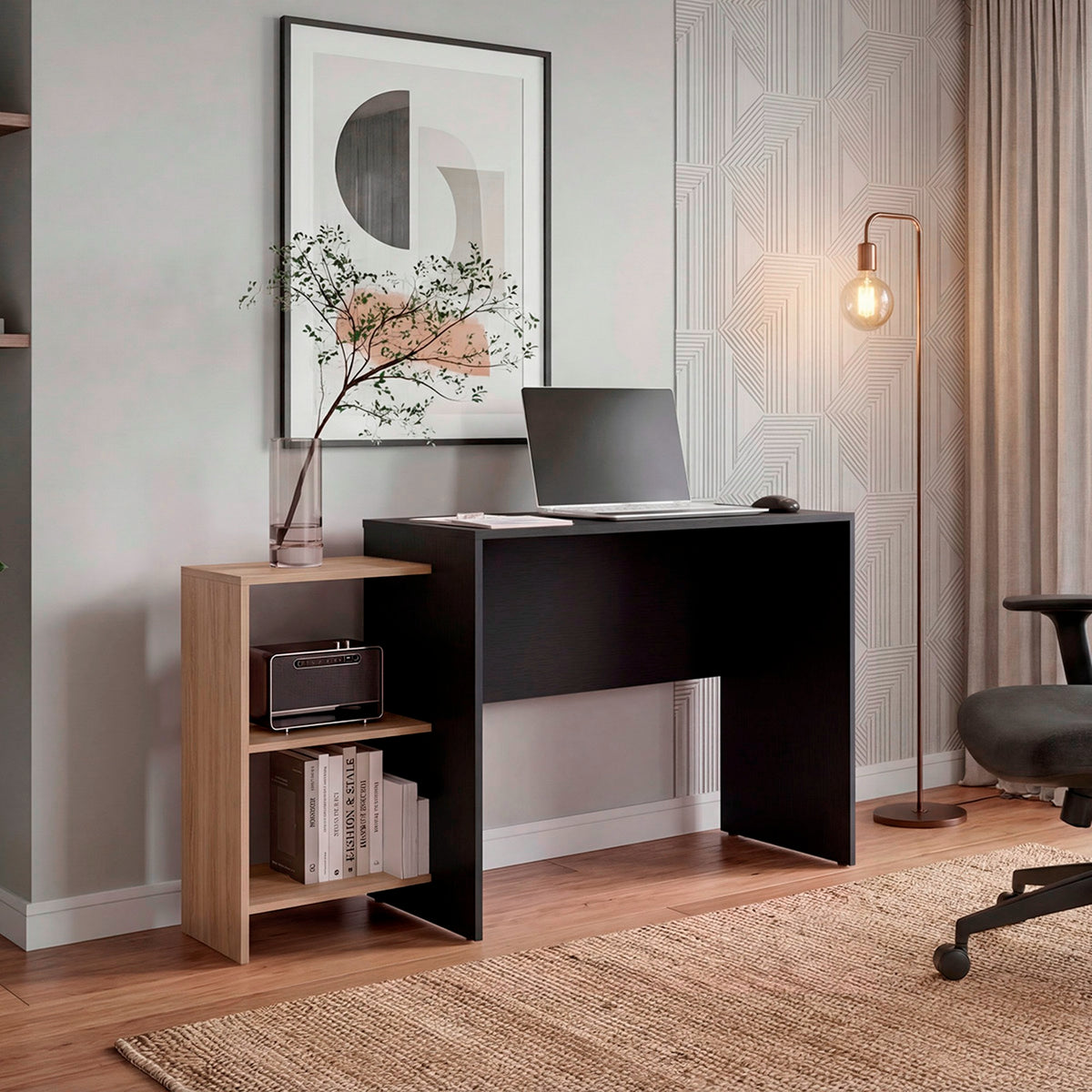 Escritorio wengué y fresno Stella Plus con organizador 126.9 cm