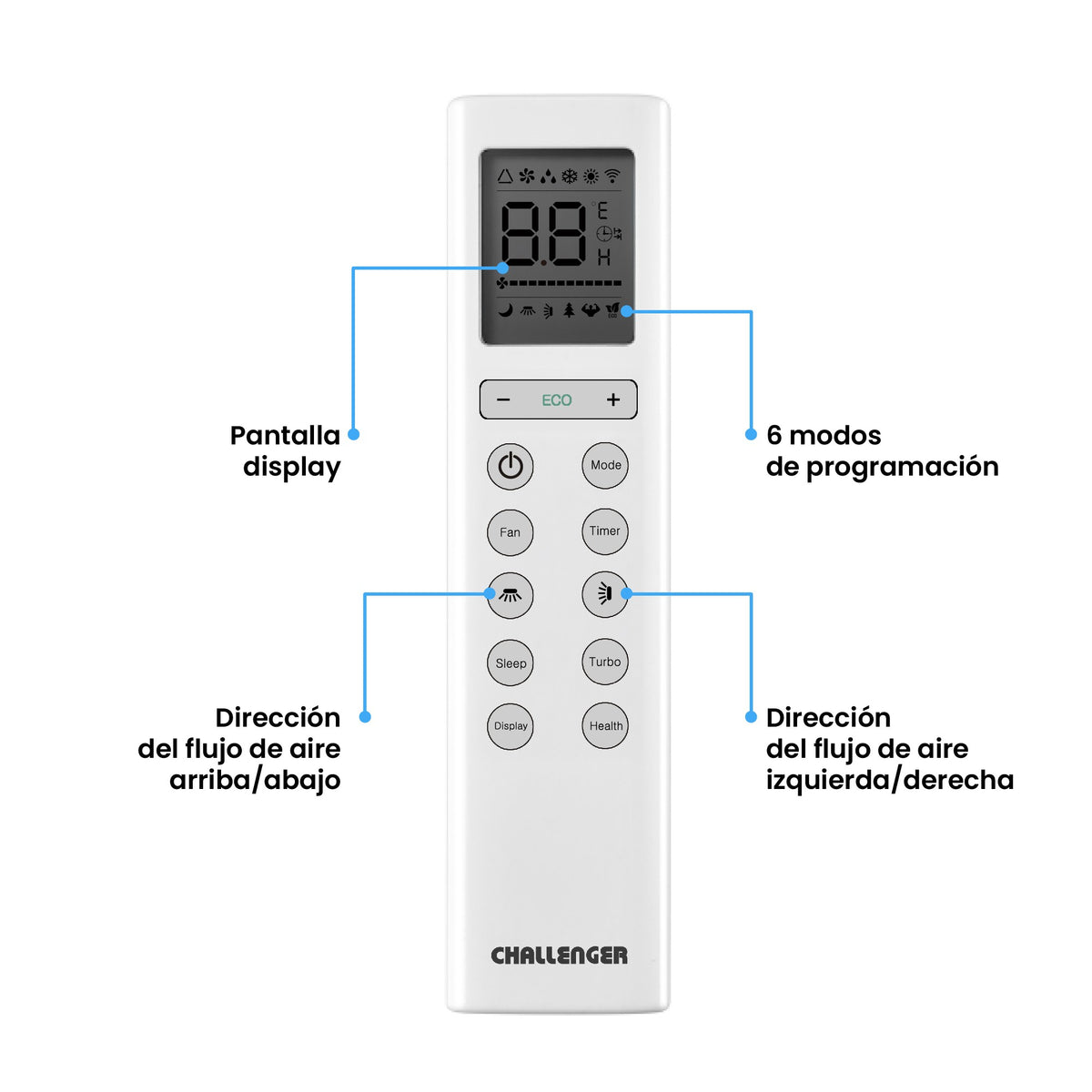 Aire acondicionado Challenger inverter blanco 115 V 12000 BTU 1160 W con temporizador