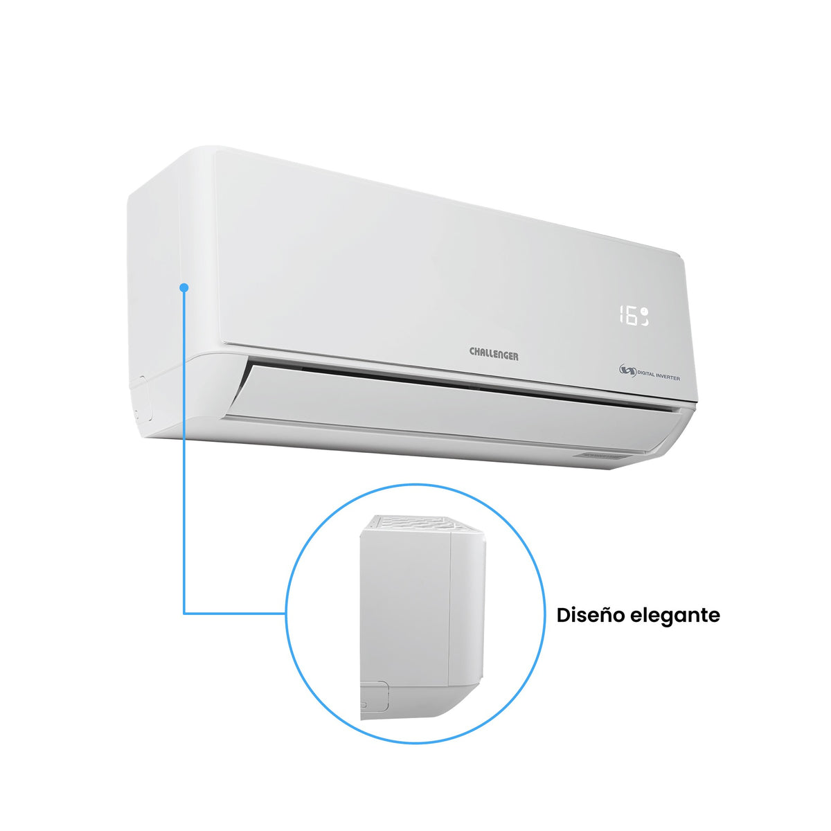 Aire acondicionado Challenger inverter blanco 220 V 12000 BTU 1110 W con temporizador