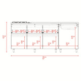 Mueble Inferior de Cocina Lirio Fresno Europeo y Plomo 210x90.7cm con Mesón de Acero Inoxidable Lado Derecho y con Estufa