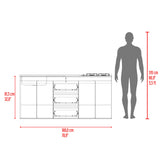 Mueble Inferior de Cocina Boreal Fresno y Blanco 180x81.5cm para Mesón Lado Izquierdo sin Mesón y sin Estufa