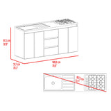 Mueble Inferior de Cocina Boreal Fresno y Blanco 180x81.5cm para Mesón Lado Izquierdo sin Mesón y sin Estufa