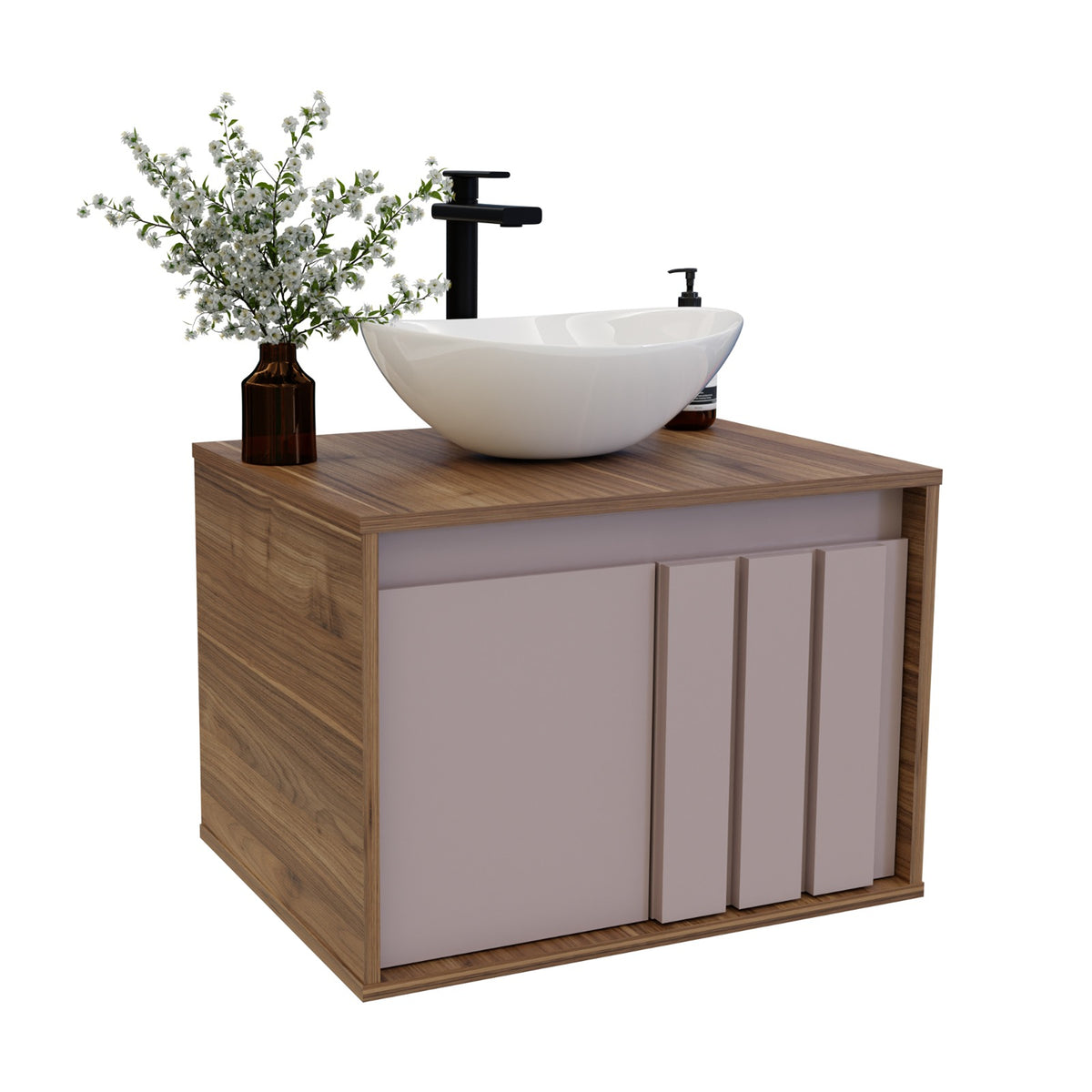 Mueble para Lavamanos Gales Café 43x60cm Flotante Individual para Lavamanos de Sobreponer sin Lavamanos