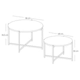 Set X 2 Mesas de Centro Silver Madera Clara y Negro 58x35.5cm Circulares