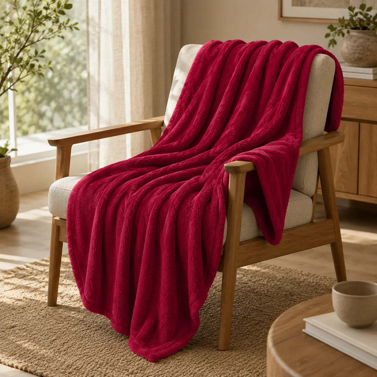 Cobija Piel de Durazno Soft Rojo Escarlata 180x200cm Fondo Entero Térmica