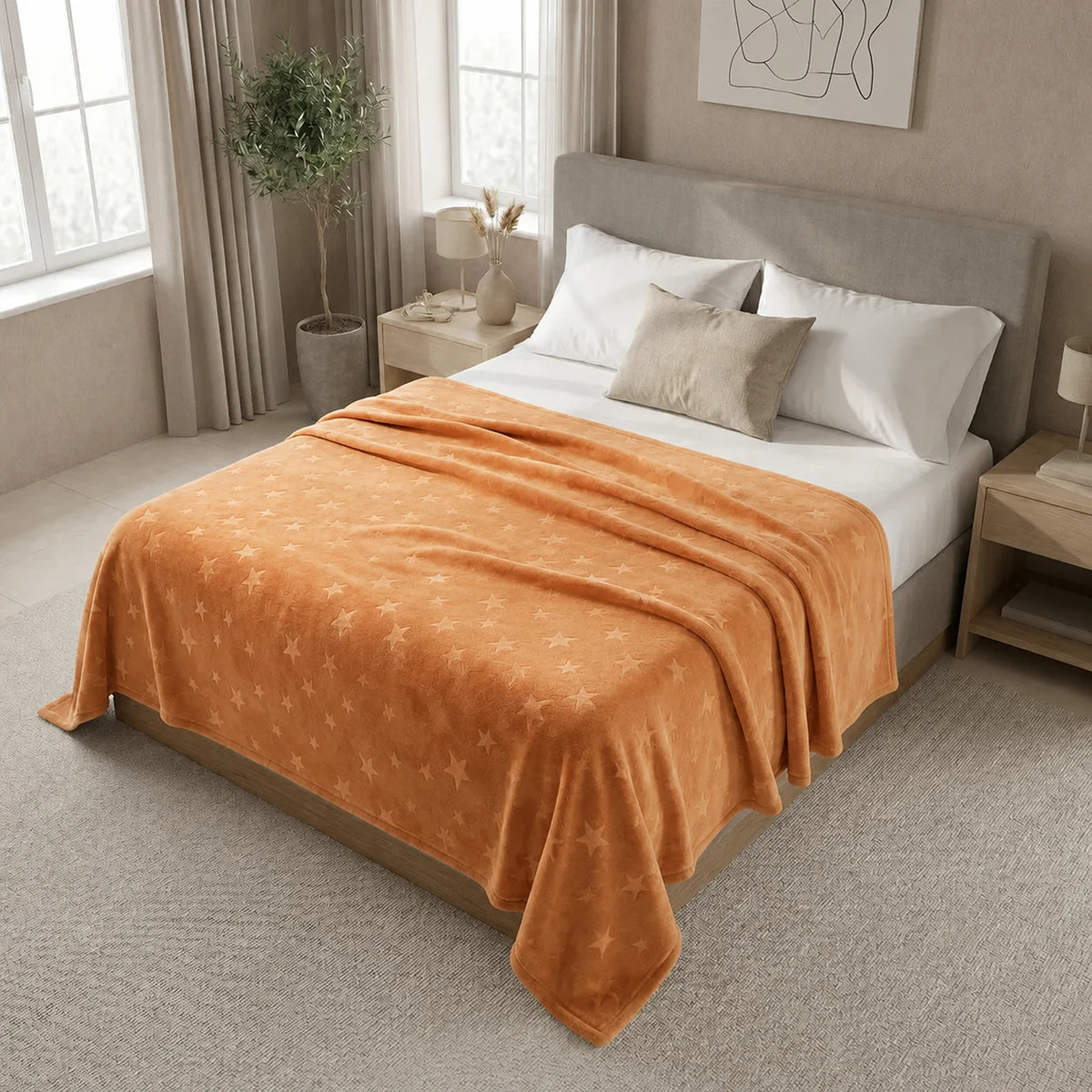 Cobija Comfortsoft Naranja 180x200cm de Estrellas